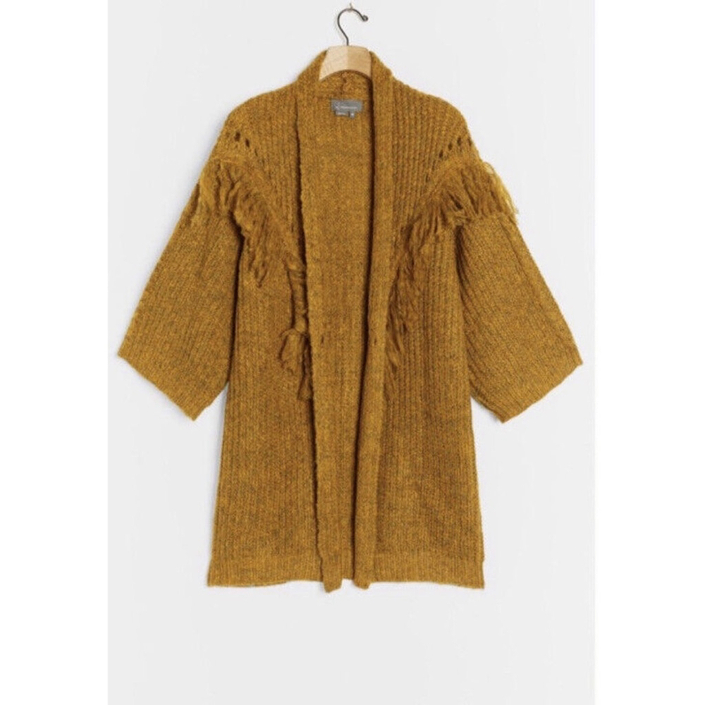 Anthropologie Stevie Fringed Knit Kimono Marled One Size Sweater Cardigan